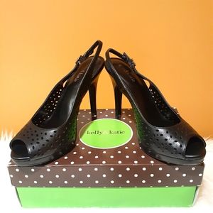 Sexy Black PeepToe Slingback Heels